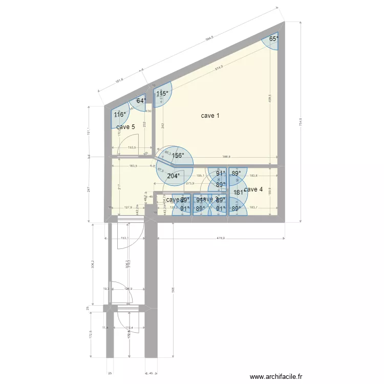 plan 5 caves . Plan de 