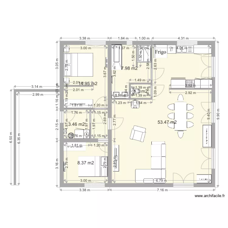 Maison 10x10. Plan de 