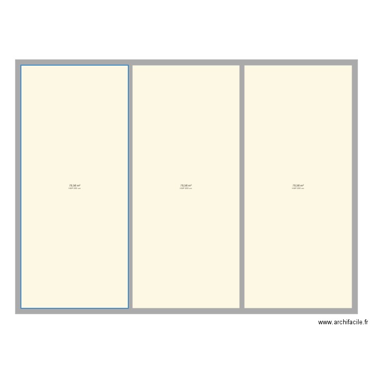 Modele3T. Plan de 3 pièces et 236 m2