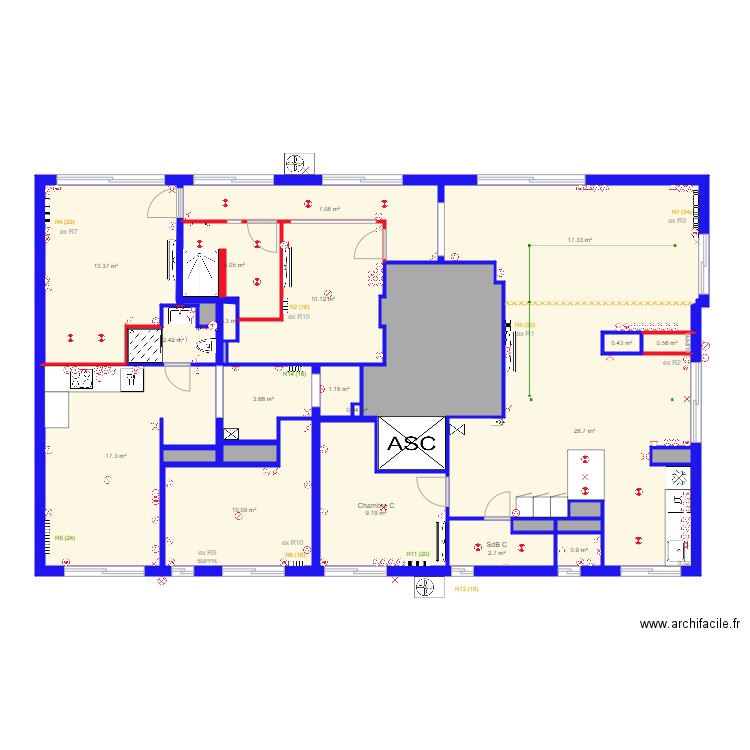 BLRPlanSpotsEncastres. Plan de 0 pièce et 0 m2