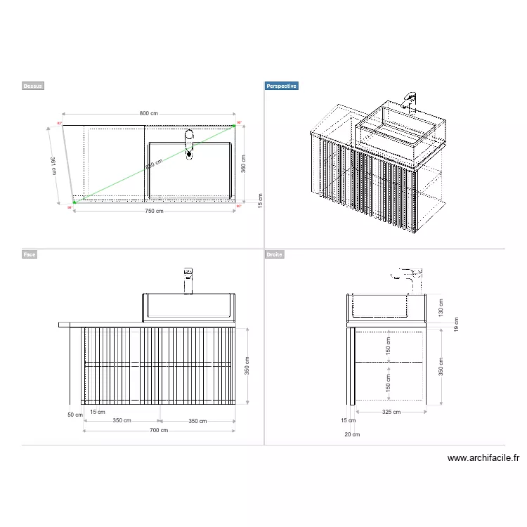 lavabo. Plan de lavabo. Plan de