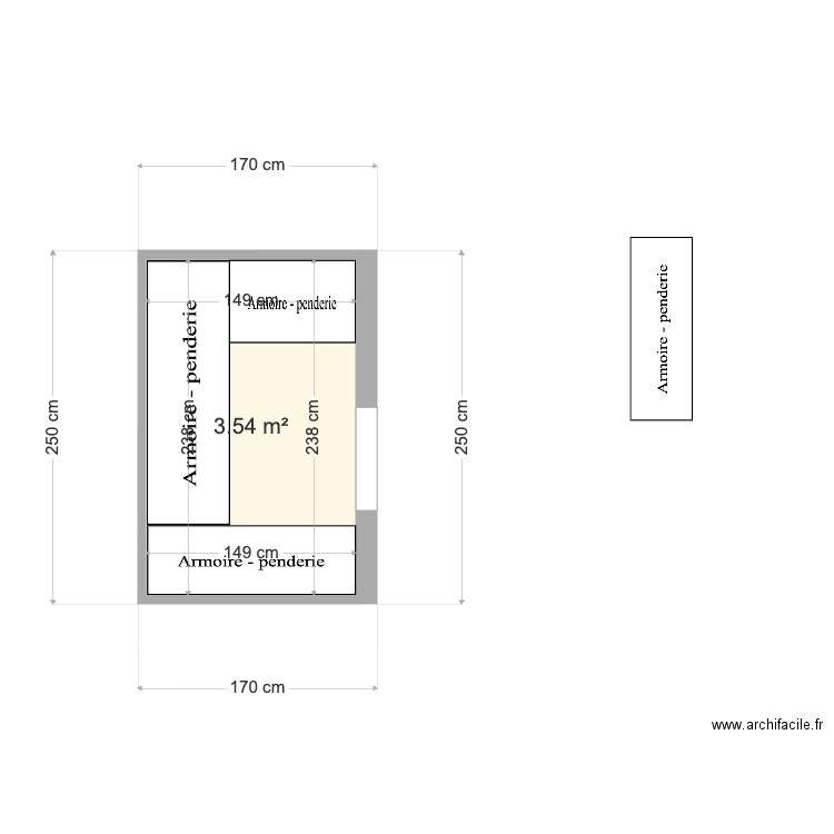 Dressing. Plan de 1 pièce et 4 m2