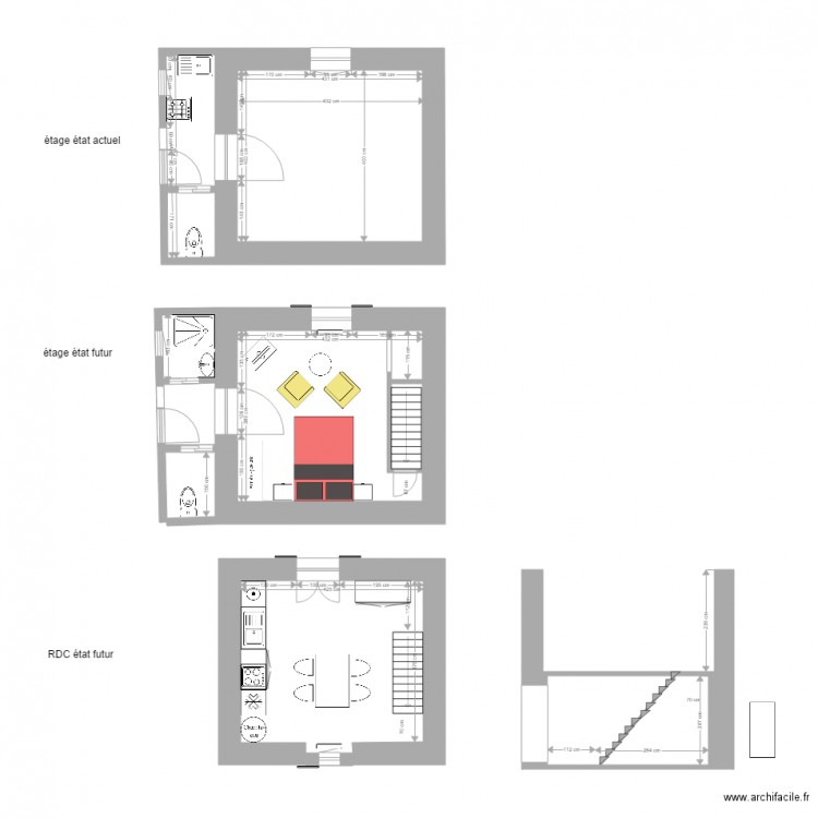 petite maison aménagement échelle meunier. Plan de 0 pièce et 0 m2