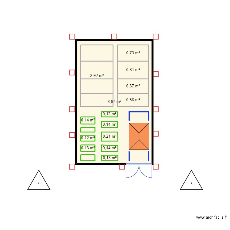 Plan Kpome. Plan de 14 pièces et 21 m2