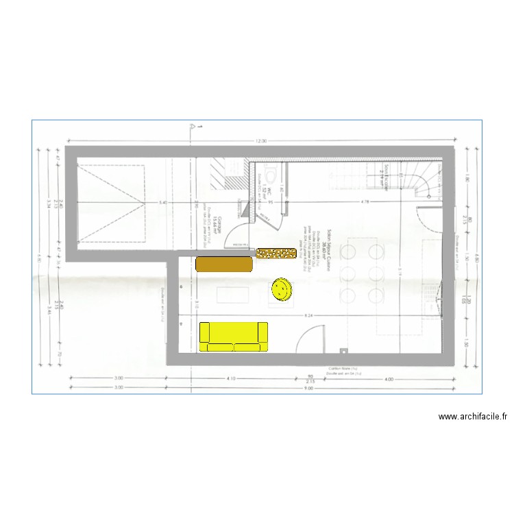 Visuel Lapeyre Bouttier. Plan de 1 pièce et 61 m2