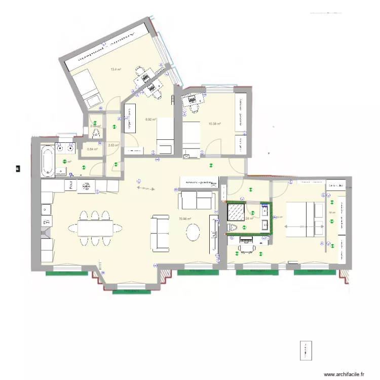 base cot&eacute;e Jaures projet amandine 0603. Plan de 