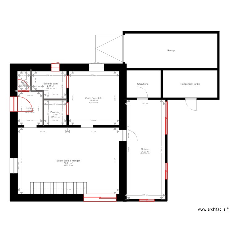 PLAN MAISON REZ DE CHAUSSEE APRES TRAVAUX. Plan de 0 pièce et 0 m2