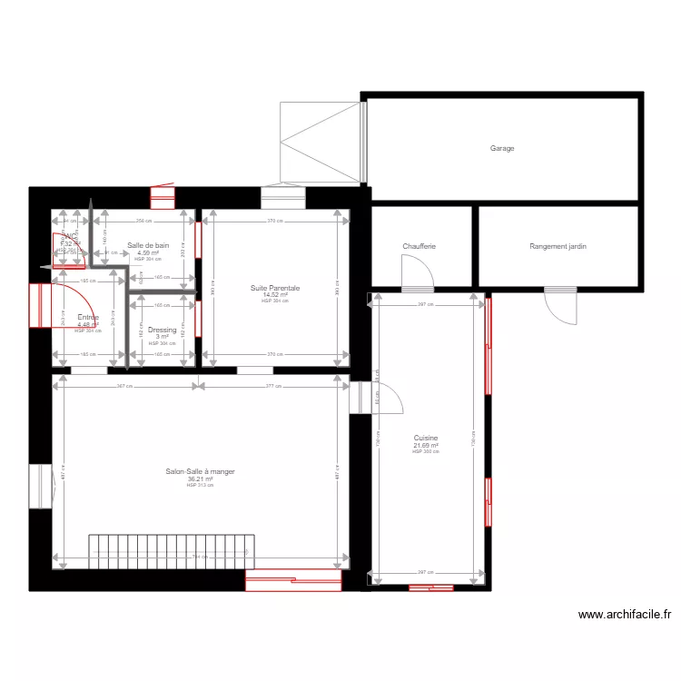 PLAN MAISON REZ DE CHAUSSEE APRES TRAVAUX. Plan de 