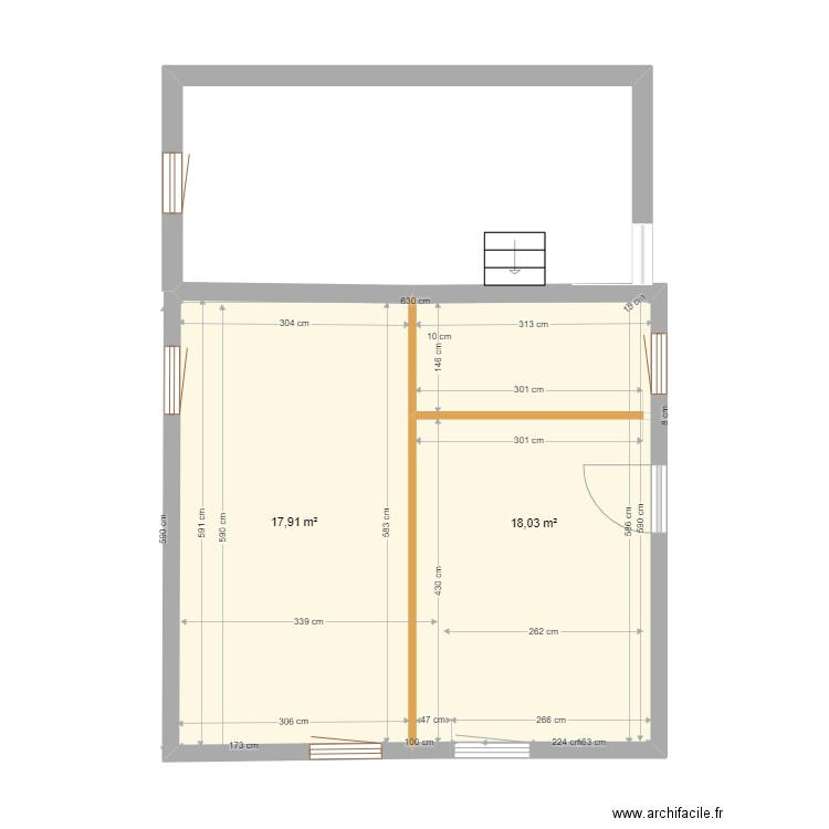 petite maison P-20. Plan de 2 pièces et 36 m2