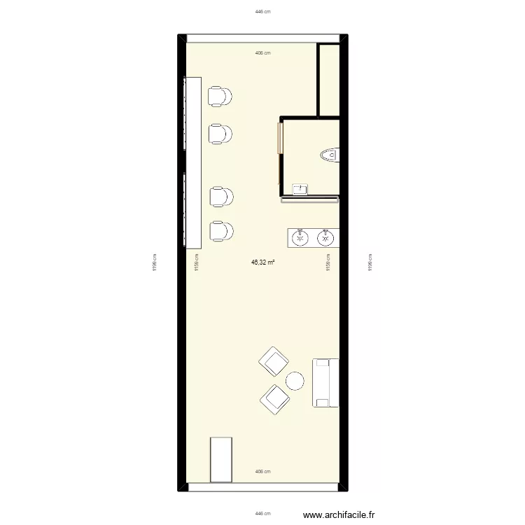 Salon de coiffure. Plan de 