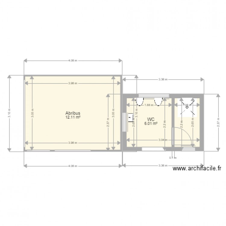 Toilettes publiques et abribus 26 0416 Etat actuel. Plan de 0 pièce et 0 m2