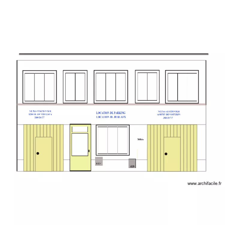 FACADE GARAGE. Plan de 