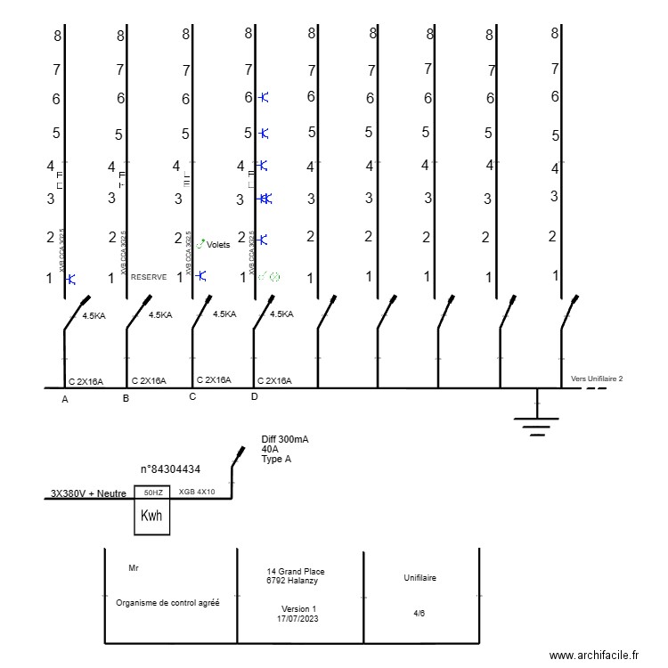 unifilaire1 DORIAN. Plan de 0 pièce et 0 m2