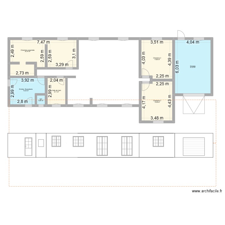 Maison après travaux 1. Plan de 7 pièces et 96 m2