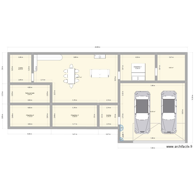 Numéro 2. Plan de 9 pièces et 167 m2