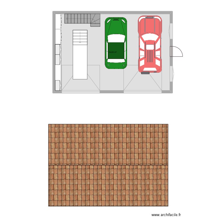 garage1. Plan de 1 pièce et 55 m2