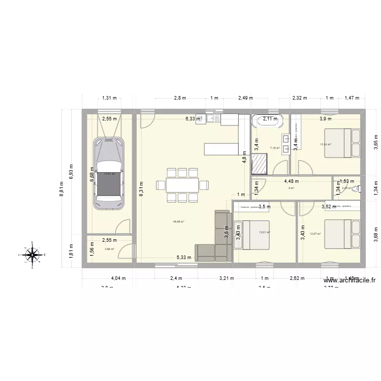 maison landiras. Plan de 9 Pièces et 123 m²
