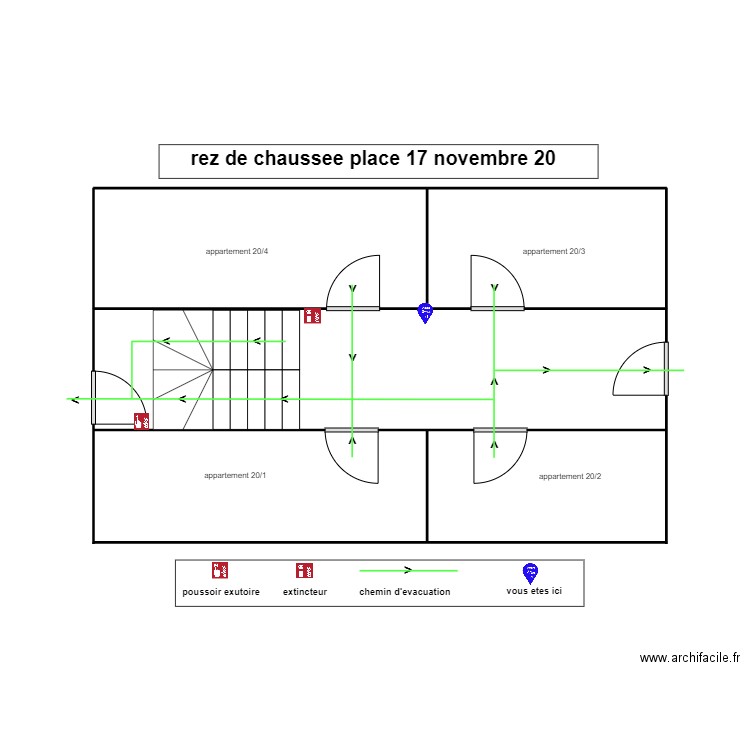rez de chaussee place 17 novembre 20. Plan de 3 pièces et 31 m2