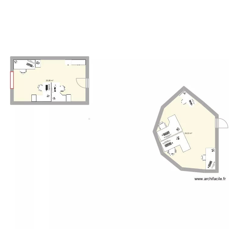 moncey - R+1. Plan de 2  et 45 m²
