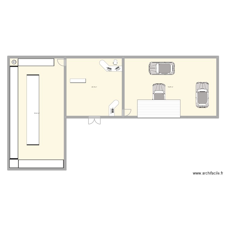 garage. Plan de 3 pièces et 203 m2
