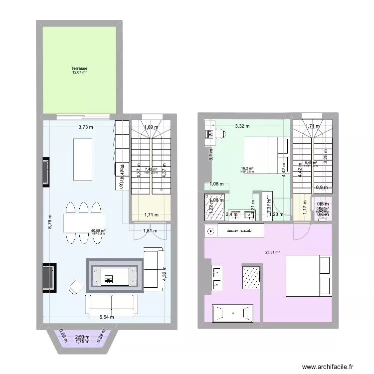 Chambres mur original 3. Plan de 