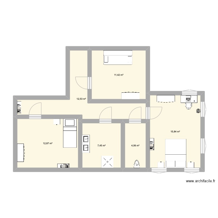 HAUT maison. Plan de 6 pièces et 64 m2