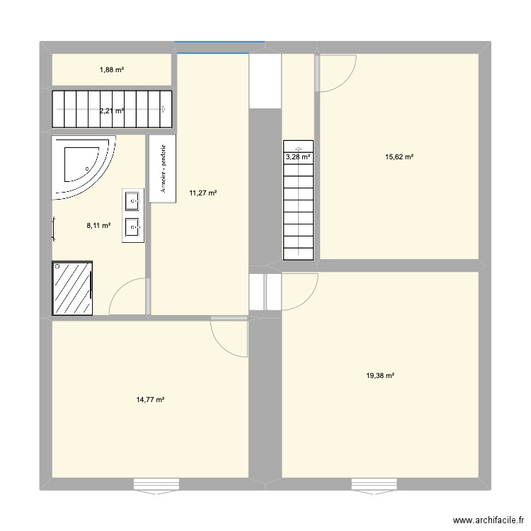 plan brens 1er etage. Plan de 8 pièces et 77 m2