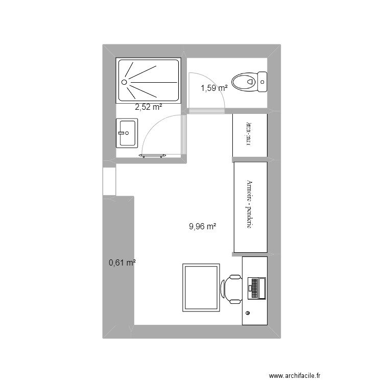 dupuis avant. Plan de 4 pièces et 15 m2