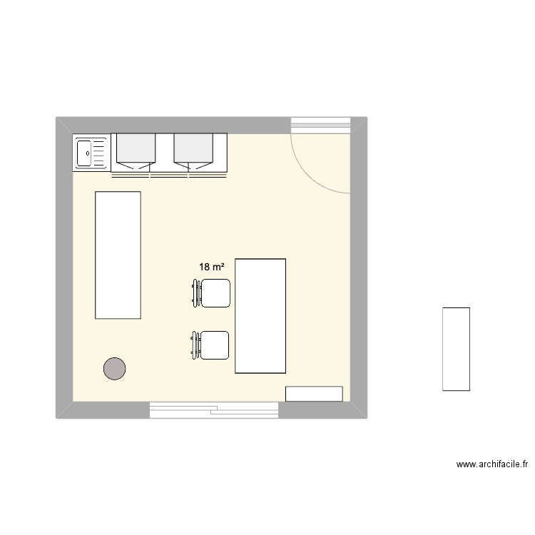 bureau Magonty. Plan de 1 pièce et 18 m2