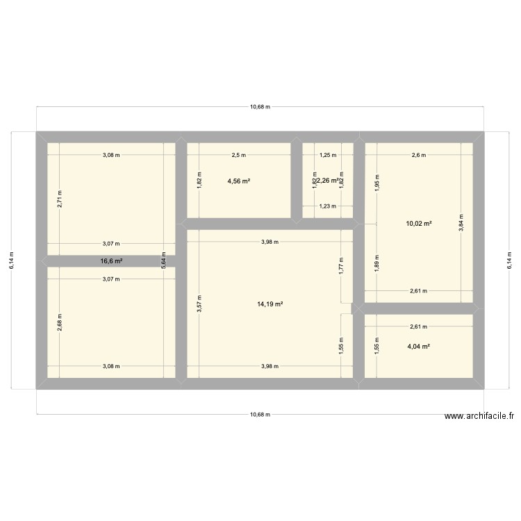 cabane 45 m2 6 personnes. Plan de 6 pièces et 52 m2