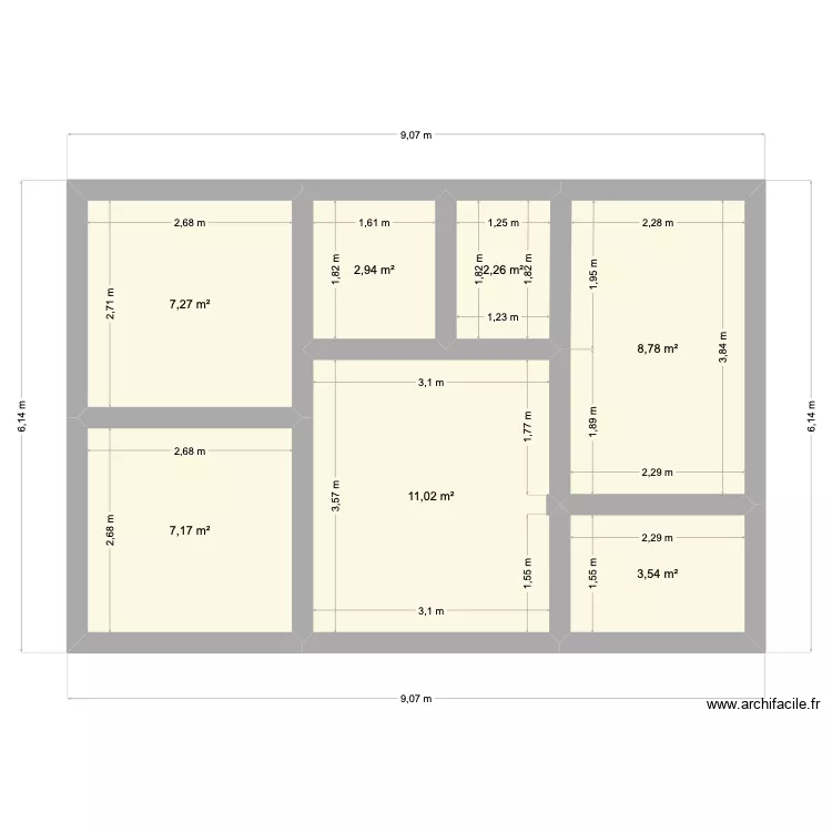 cabane 45 m2 6 personnes. Plan de 
