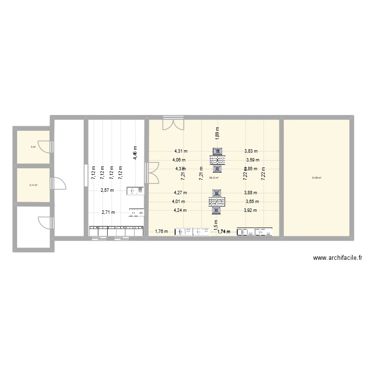 mi cocina. Plan de 4 pièces et 113 m2