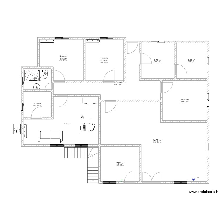ISIRO. Plan de 11 pièces et 121 m2