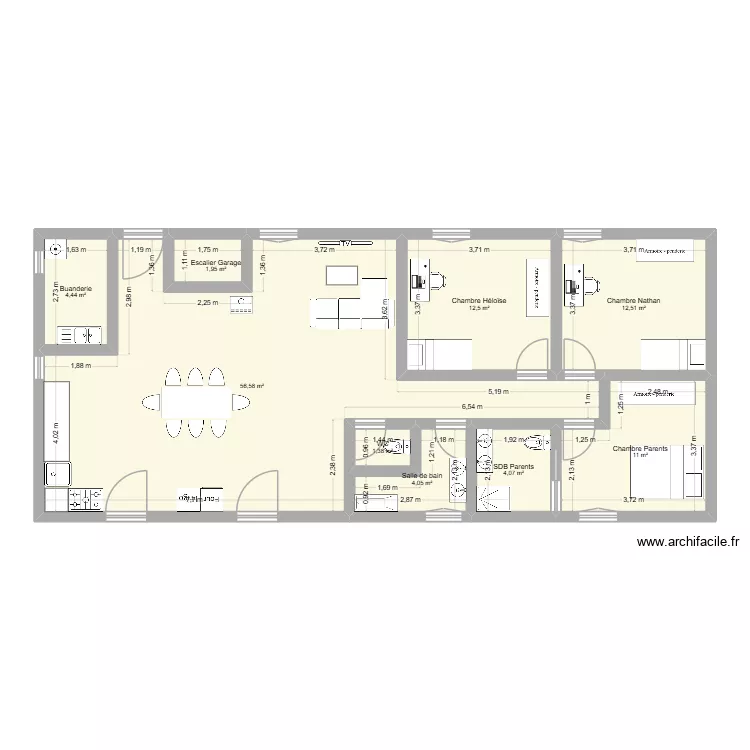 Maison Glanes 4. Plan de 9  et 108 m²
