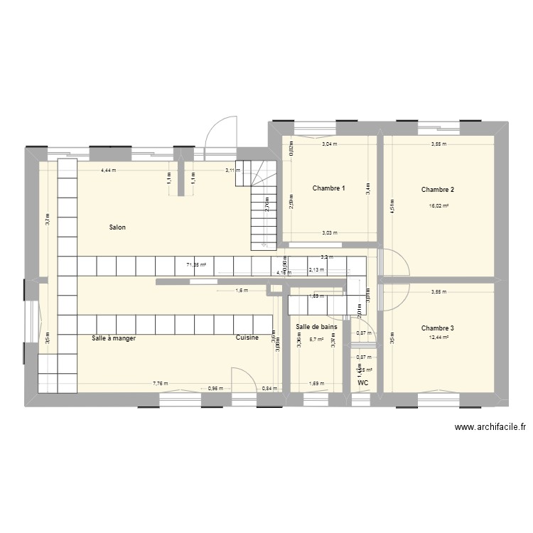 Attenschwiller bis. Plan de 5 pièces et 107 m2