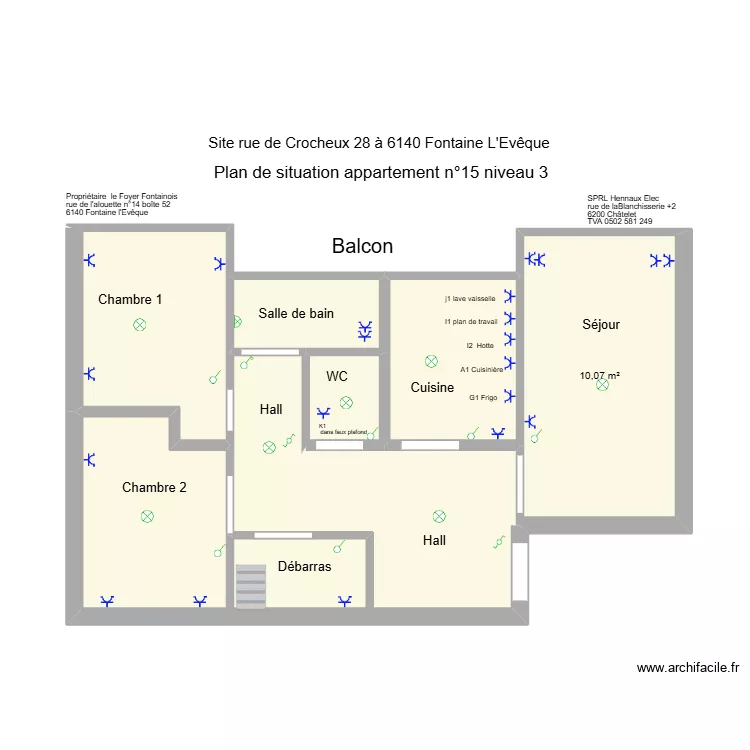appartement n 14. Plan de 7  et 43 m²