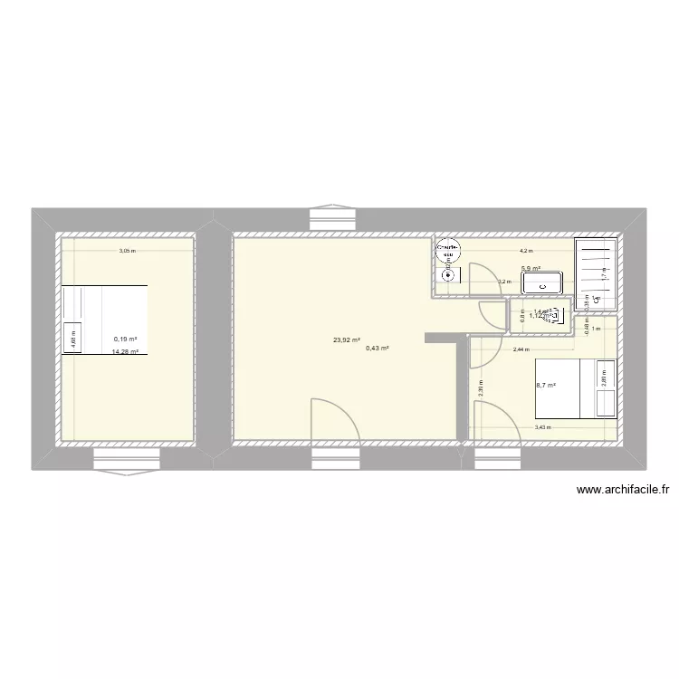 Grande Maison IO. Plan de 7  et 71 m²