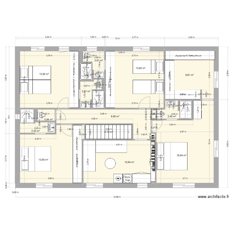 perols haut 04 05 1. Plan de 15 pièces et 101 m2