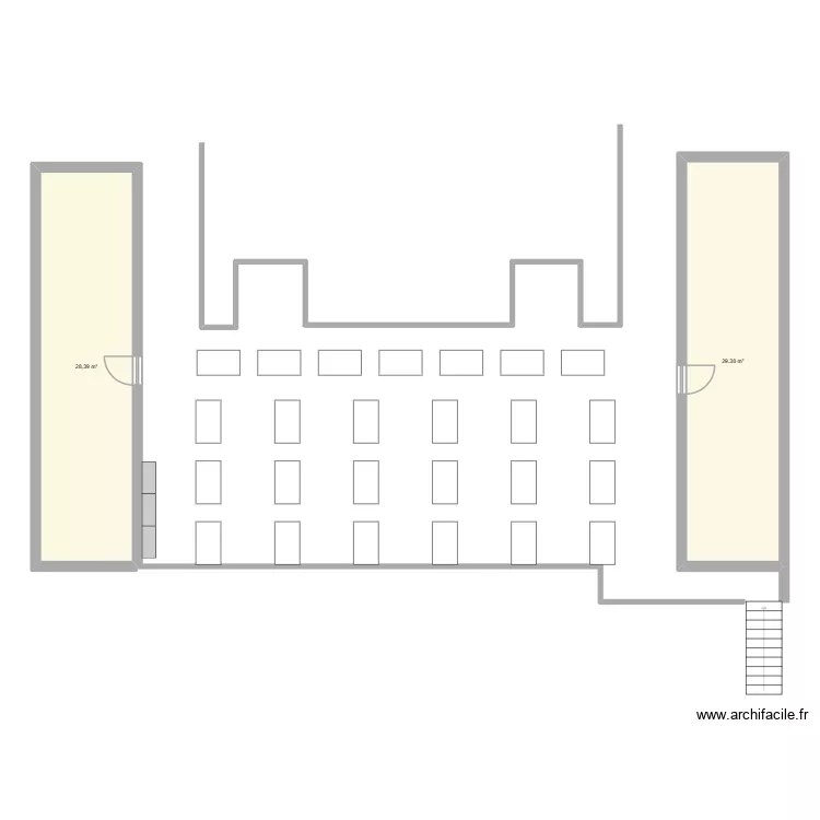 Mezzanine R+2. Plan de 2  et 58 m²