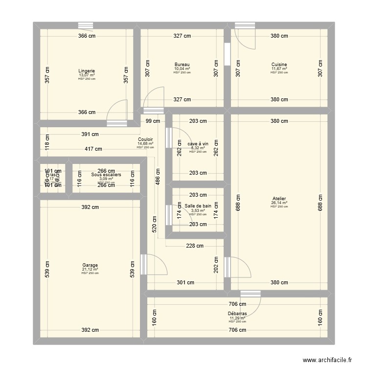 PLAN BOCK. Plan de 11 pièces et 121 m2
