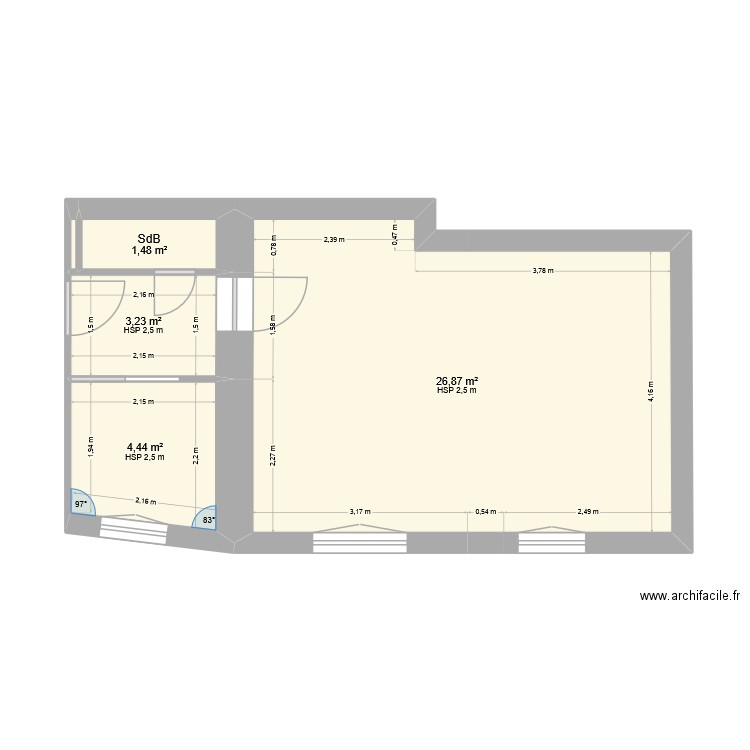 St Francois D'Assise Projet. Plan de 5 pièces et 36 m2