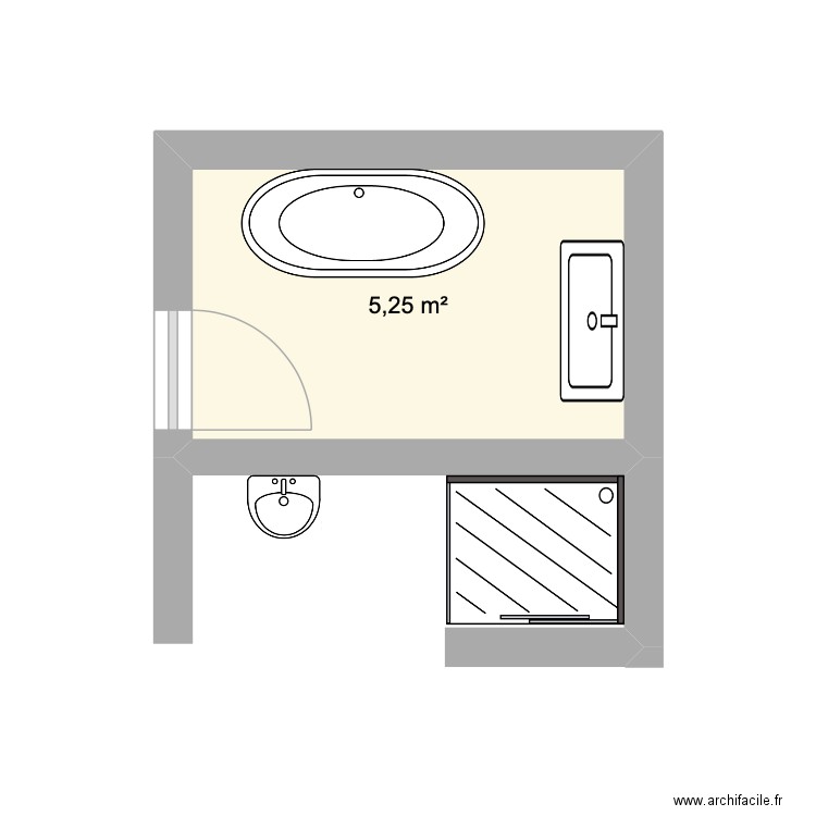 Salle de bain Martin. Plan de 1 pièce et 5 m2