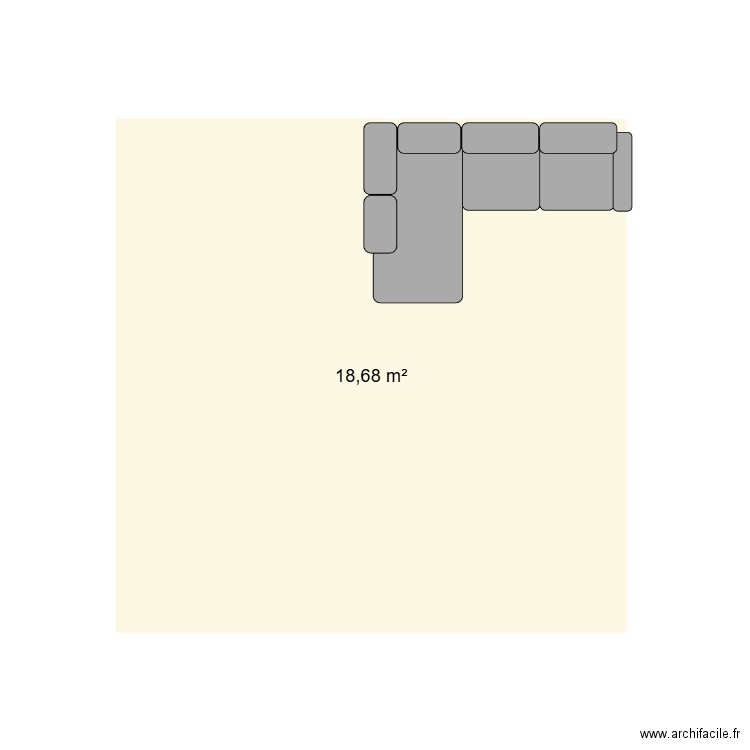 Salon. Plan de 1 pièce et 19 m2