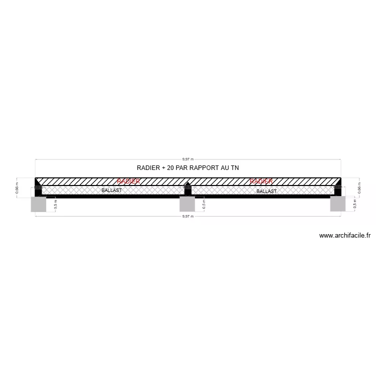 COTIGNAC RADIER. Plan de 2  et 3 m²