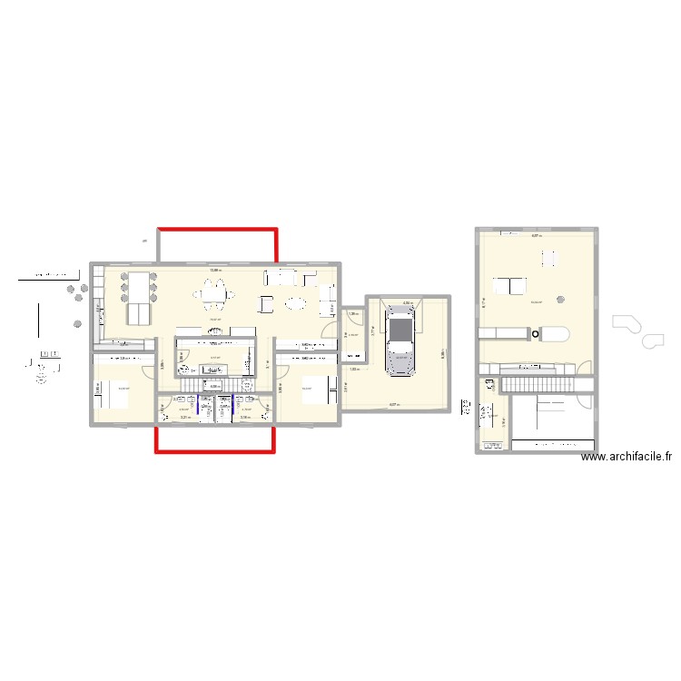 plan maison  2 sb  garage double. Plan de 12 pièces et 226 m2