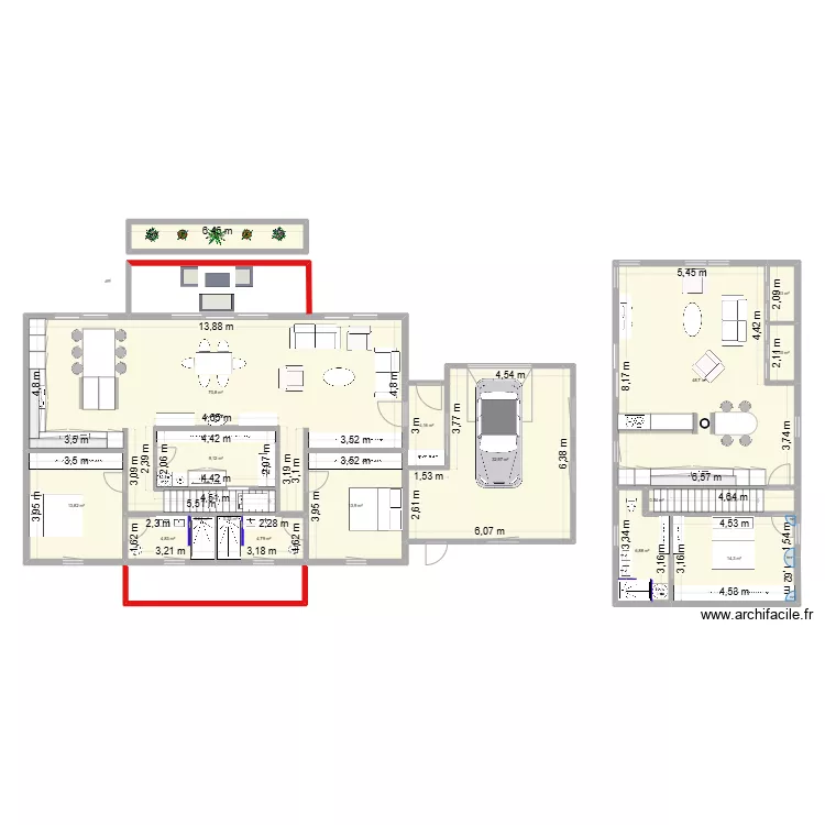 plan maison  2 sb  garage double. Plan de 