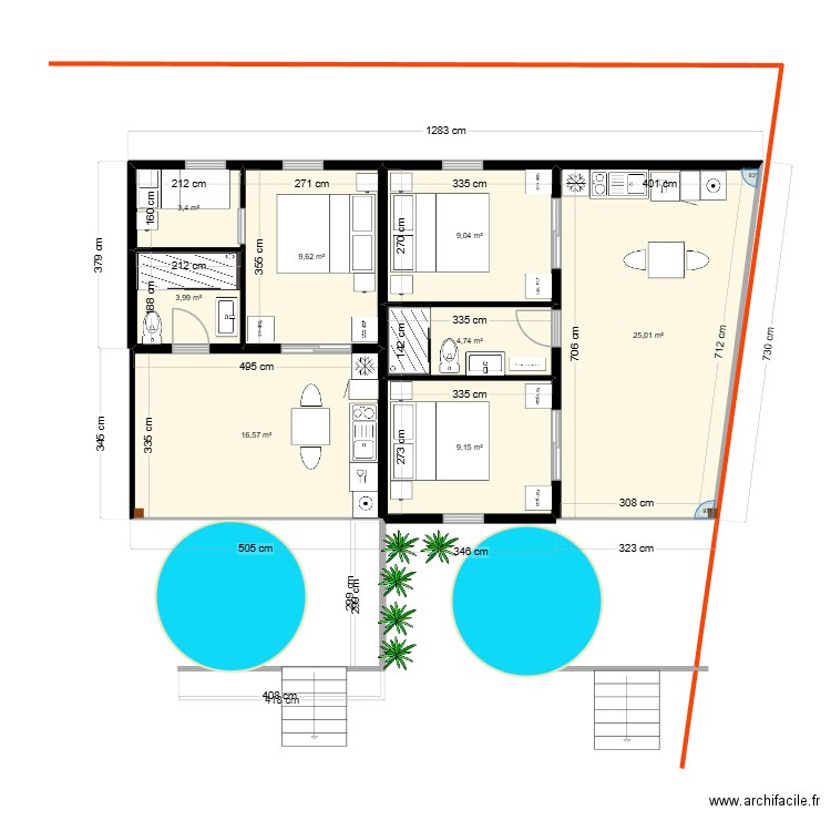 Popotte Marc 3. Plan de 8 pièces et 82 m2