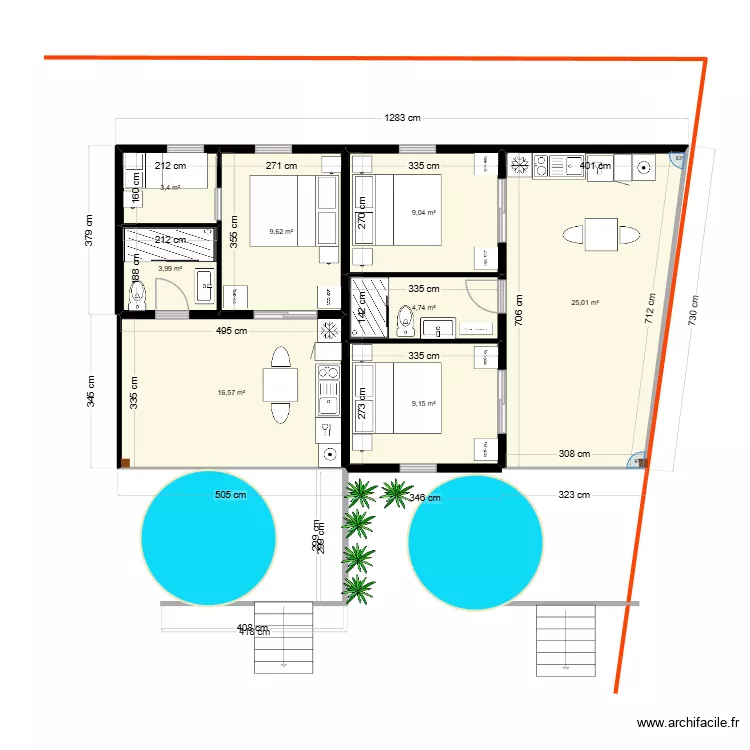 Popotte Marc 3. Plan de 8 pièces et 82 m²