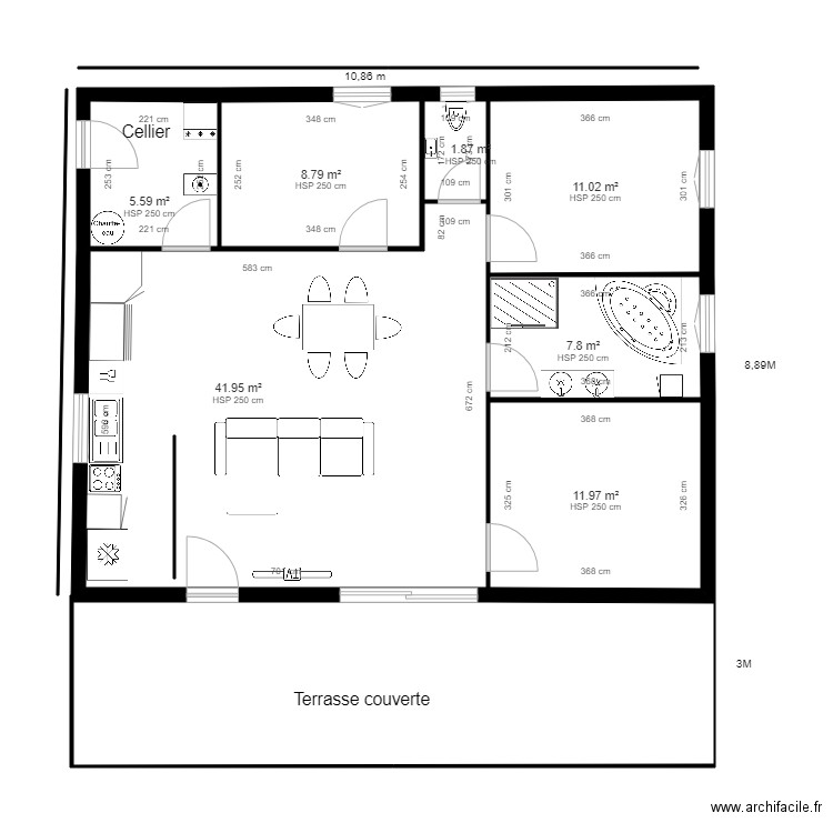 Plan 1 CLO 5 1. Plan de 7 pièces et 89 m2