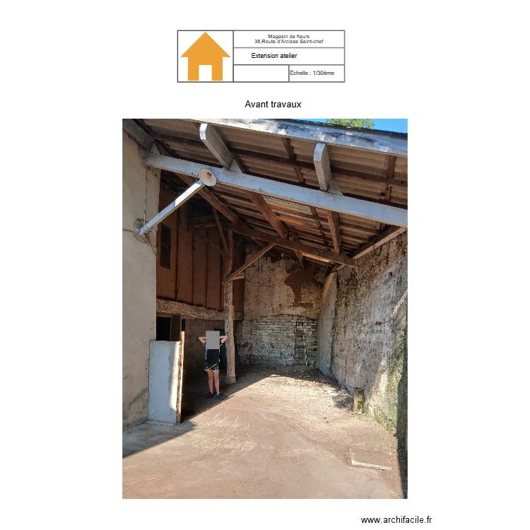 extension atelier avant travaux 1/30 ème. Plan de 0 pièce et 0 m2